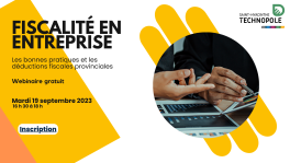 Webinaire : Fiscalité en entreprise - 19 septembre